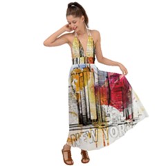 New York City Skyline Vector Illustration Backless Maxi Beach Dress by Mog4mog4