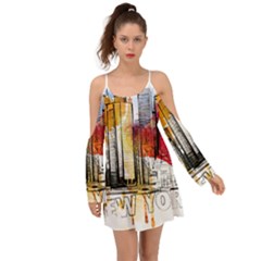 New York City Skyline Vector Illustration Boho Dress by Mog4mog4