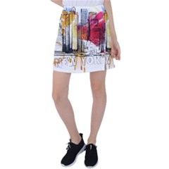 New York City Skyline Vector Illustration Tennis Skirt by Mog4mog4