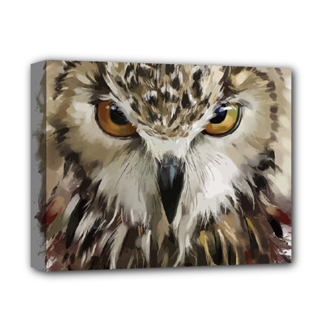 Vector Hand Painted Owl Deluxe Canvas 14  X 11  (stretched) by Mog4mog4