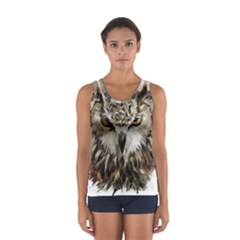 Vector Hand Painted Owl Sport Tank Top  by Mog4mog4