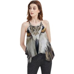 Vector Hand Painted Owl Flowy Camisole Tank Top by Mog4mog4