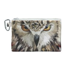 Vector Hand Painted Owl Canvas Cosmetic Bag (medium) by Mog4mog4