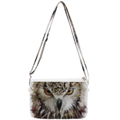 Vector Hand Painted Owl Double Gusset Crossbody Bag by Mog4mog4