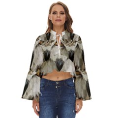 Vector Hand Painted Owl Boho Long Bell Sleeve Top by Mog4mog4