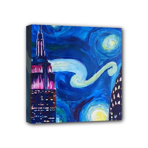 Starry Night In New York Van Gogh Manhattan Chrysler Building And Empire State Building Mini Canvas 4  X 4  (stretched) by Mog4mog4