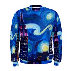 Starry Night In New York Van Gogh Manhattan Chrysler Building And Empire State Building Men s Sweatshirt by Mog4mog4