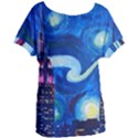 Starry Night In New York Van Gogh Manhattan Chrysler Building And Empire State Building Women s Oversized Tee View1