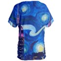 Starry Night In New York Van Gogh Manhattan Chrysler Building And Empire State Building Women s Oversized Tee View2