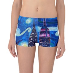 Starry Night In New York Van Gogh Manhattan Chrysler Building And Empire State Building Boyleg Bikini Bottoms by Mog4mog4