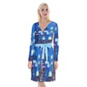 Starry Night In New York Van Gogh Manhattan Chrysler Building And Empire State Building Long Sleeve Velvet Front Wrap Dress View1