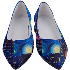 Starry Night In New York Van Gogh Manhattan Chrysler Building And Empire State Building Women s Block Heels  by Mog4mog4