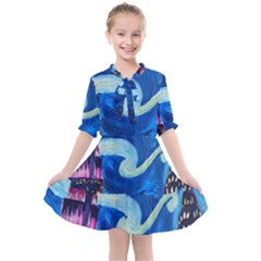 Starry Night In New York Van Gogh Manhattan Chrysler Building And Empire State Building Kids  All Frills Chiffon Dress by Mog4mog4