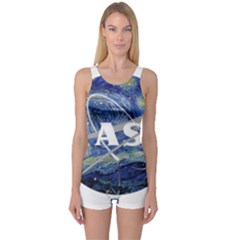 Vincent Van Gogh Starry Night Art Painting Planet Galaxy One Piece Boyleg Swimsuit by Mog4mog4