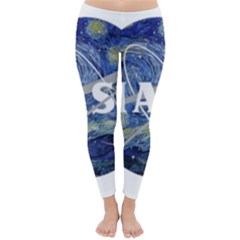 Vincent Van Gogh Starry Night Art Painting Planet Galaxy Classic Winter Leggings by Mog4mog4