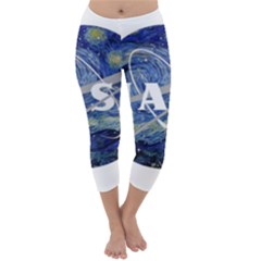 Vincent Van Gogh Starry Night Art Painting Planet Galaxy Capri Winter Leggings  by Mog4mog4