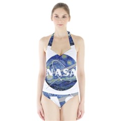 Vincent Van Gogh Starry Night Art Painting Planet Galaxy Halter Swimsuit by Mog4mog4