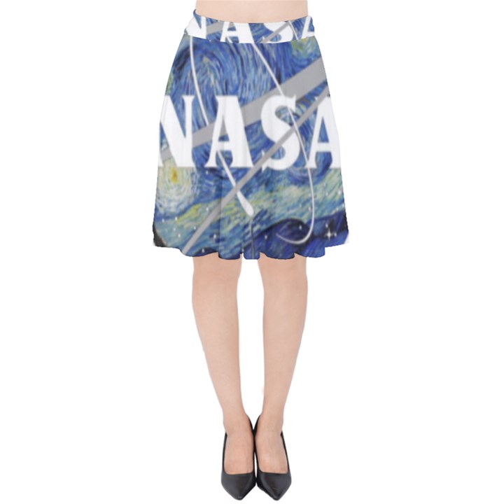 Vincent Van Gogh Starry Night Art Painting Planet Galaxy Velvet High Waist Skirt