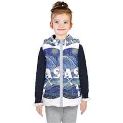 Vincent Van Gogh Starry Night Art Painting Planet Galaxy Kids  Hooded Puffer Vest by Mog4mog4