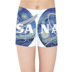 Vincent Van Gogh Starry Night Art Painting Planet Galaxy Kids  Sports Shorts by Mog4mog4