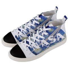 Vincent Van Gogh Starry Night Art Painting Planet Galaxy Men s Mid-top Canvas Sneakers by Mog4mog4