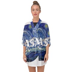 Vincent Van Gogh Starry Night Art Painting Planet Galaxy Half Sleeve Chiffon Kimono by Mog4mog4