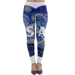 Vincent Van Gogh Starry Night Art Painting Planet Galaxy Lightweight Velour Leggings by Mog4mog4