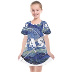 Vincent Van Gogh Starry Night Art Painting Planet Galaxy Kids  Smock Dress by Mog4mog4