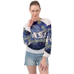 Vincent Van Gogh Starry Night Art Painting Planet Galaxy Banded Bottom Chiffon Top by Mog4mog4