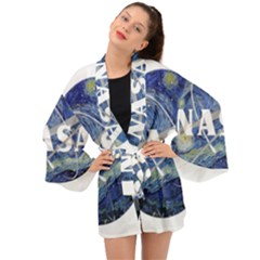 Vincent Van Gogh Starry Night Art Painting Planet Galaxy Long Sleeve Kimono by Mog4mog4