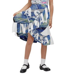 Vincent Van Gogh Starry Night Art Painting Planet Galaxy Kids  Ruffle Flared Wrap Midi Skirt by Mog4mog4