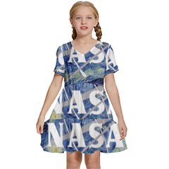 Vincent Van Gogh Starry Night Art Painting Planet Galaxy Kids  Short Sleeve Tiered Mini Dress by Mog4mog4