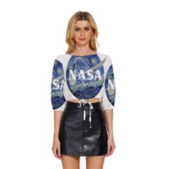 Vincent Van Gogh Starry Night Art Painting Planet Galaxy Mid Sleeve Drawstring Hem Top by Mog4mog4