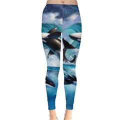 Orca Wave Water Underwater Leggings  by Mog4mog4