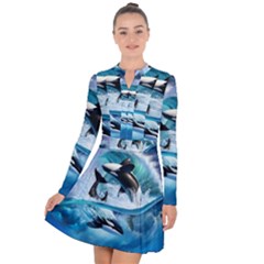 Orca Wave Water Underwater Long Sleeve Panel Dress by Mog4mog4