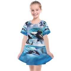 Orca Wave Water Underwater Kids  Smock Dress by Mog4mog4