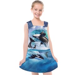 Orca Wave Water Underwater Kids  Cross Back Dress by Mog4mog4