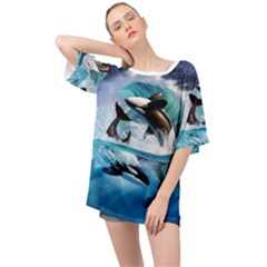 Orca Wave Water Underwater Oversized Chiffon Top by Mog4mog4