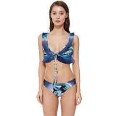 Orca Wave Water Underwater Low Cut Ruffle Edge Bikini Set by Mog4mog4