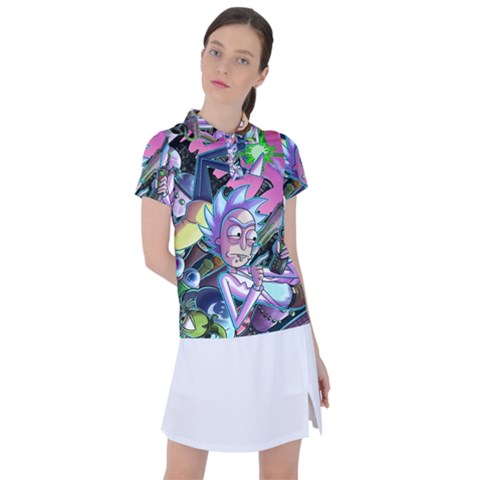 Cartoon Parody Time Travel Ultra Pattern Women s Polo Tee by Mog4mog4