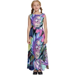 Cartoon Parody Time Travel Ultra Pattern Kids  Satin Sleeveless Maxi Dress by Mog4mog4