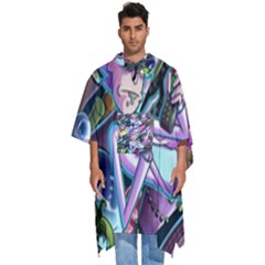 Cartoon Parody Time Travel Ultra Pattern Men s Hooded Rain Ponchos by Mog4mog4