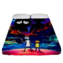 Cartoon Parody In Outer Space Fitted Sheet (queen Size) by Mog4mog4