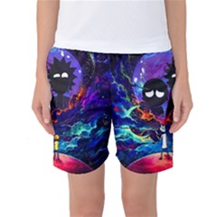 Cartoon Parody In Outer Space Women s Basketball Shorts by Mog4mog4