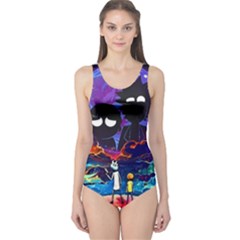 Cartoon Parody In Outer Space One Piece Swimsuit by Mog4mog4