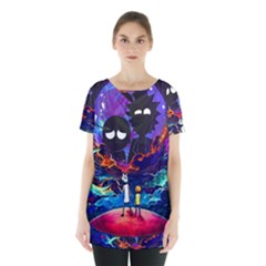 Cartoon Parody In Outer Space Skirt Hem Sports Top by Mog4mog4