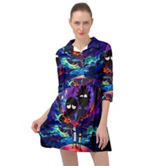 Cartoon Parody In Outer Space Mini Skater Shirt Dress by Mog4mog4