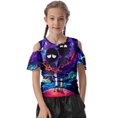 Cartoon Parody In Outer Space Kids  Butterfly Cutout Tee by Mog4mog4