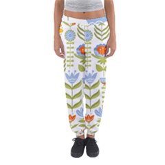 Seamless Pattern With Various Flowers Leaves Folk Motif Women s Jogger Sweatpants by Mog4mog4