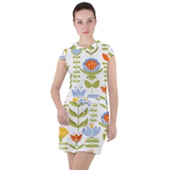 Seamless Pattern With Various Flowers Leaves Folk Motif Drawstring Hooded Dress by Mog4mog4